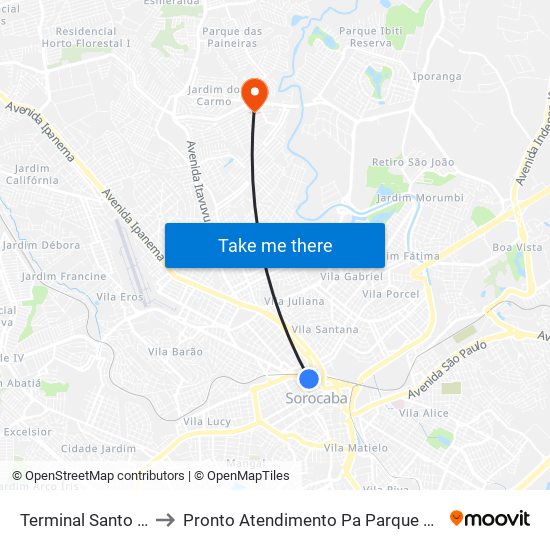 Terminal Santo Antônio to Pronto Atendimento Pa Parque Das Laranjeiras map