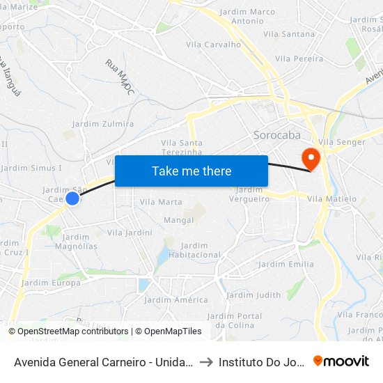 Avenida General Carneiro - Unidade Pré-Hospitalar Da Zona Oeste to Instituto Do Joelho De Sorocaba map