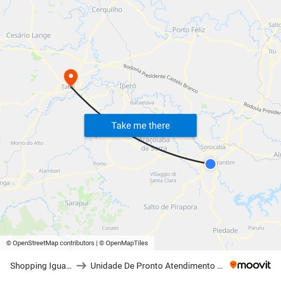 Shopping Iguatemi to Unidade De Pronto Atendimento De Tatuí map