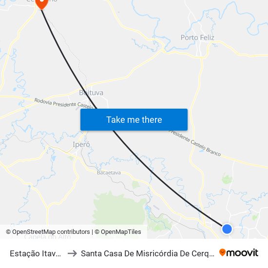 Estação Itavuvu to Santa Casa De Misricórdia De Cerquilho map