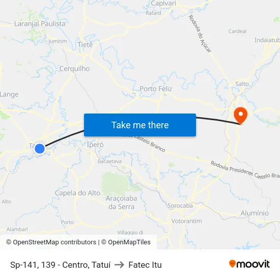 Sp-141, 139 - Centro, Tatuí to Fatec Itu map