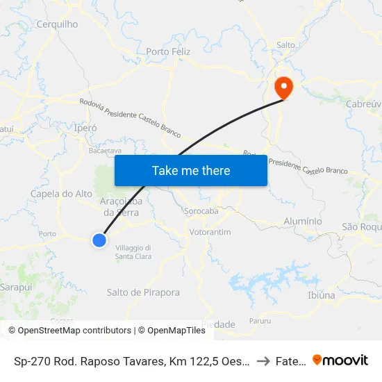Sp-270 Rod. Raposo Tavares, Km 122,5 Oeste, Araçoiaba Da Serra to Fatec Itu map