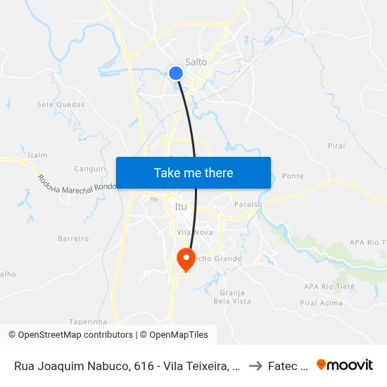 Rua Joaquim Nabuco, 616 - Vila Teixeira, Salto to Fatec Itu map