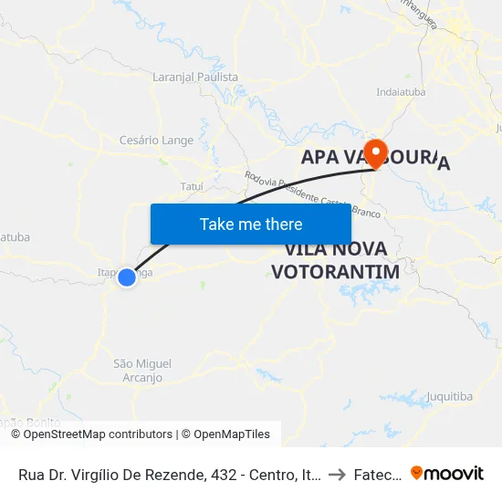 Rua Dr. Virgílio De Rezende, 432 - Centro, Itapetininga to Fatec Itu map