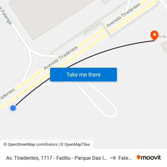 Av. Tiradentes, 1717 - Faditu - Parque Das Industrias, Itu to Fatec Itu map