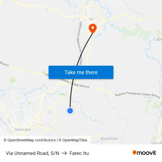 Via Unnamed Road, S/N to Fatec Itu map
