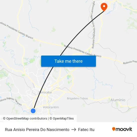Rua Anísio Pereira Do Nascimento to Fatec Itu map