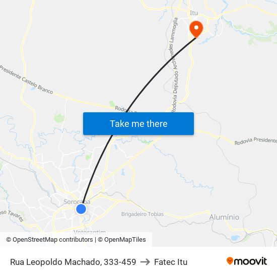 Rua Leopoldo Machado, 333-459 to Fatec Itu map