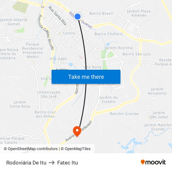 Rodoviária De Itu to Fatec Itu map