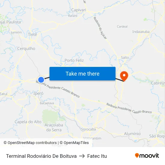 Terminal Rodoviário De Boituva to Fatec Itu map