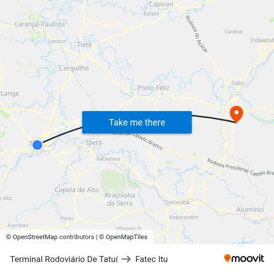 Terminal Rodoviário De Tatuí to Fatec Itu map