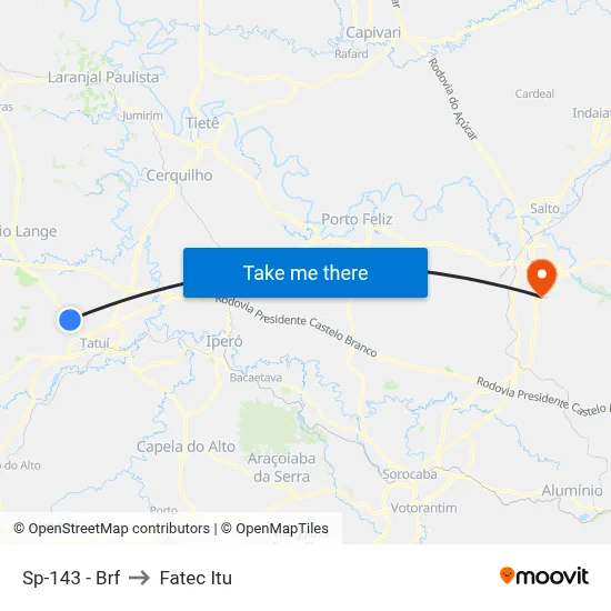 Sp-143 - Brf to Fatec Itu map