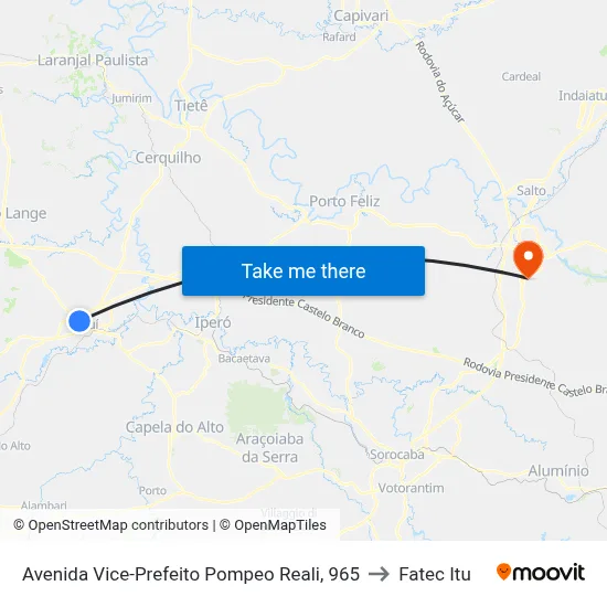 Avenida Vice-Prefeito Pompeo Reali, 965 to Fatec Itu map