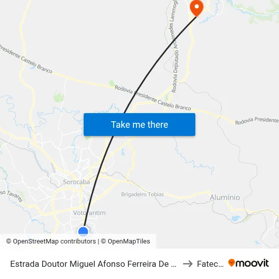 Estrada Doutor Miguel Afonso Ferreira De Castilho, 78 to Fatec Itu map
