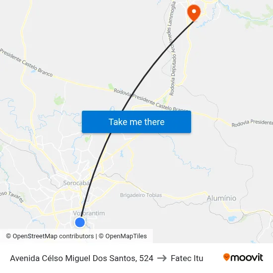 Avenida Célso Miguel Dos Santos, 524 to Fatec Itu map