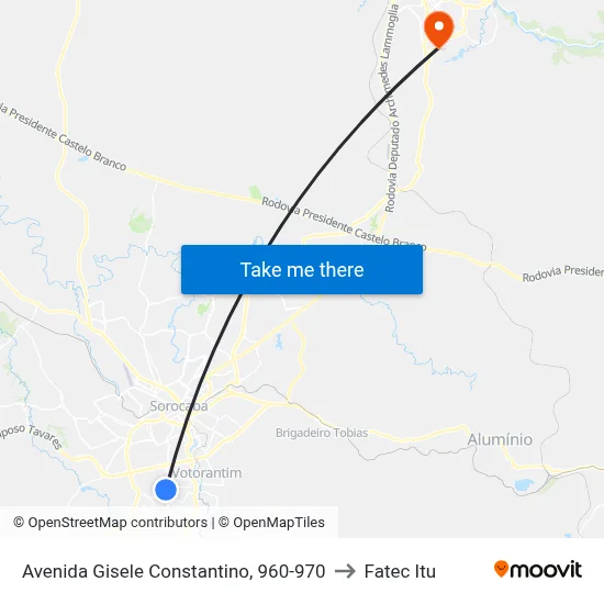 Avenida Gisele Constantino, 960-970 to Fatec Itu map