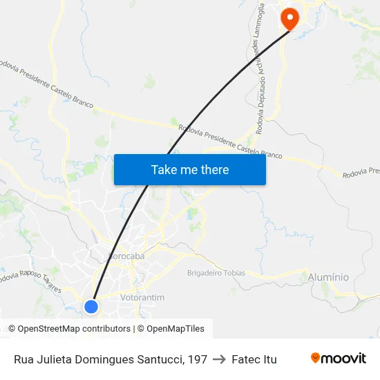 Rua Julieta Domingues Santucci, 197 to Fatec Itu map