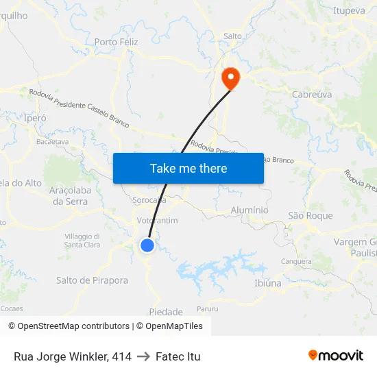 Rua Jorge Winkler, 414 to Fatec Itu map