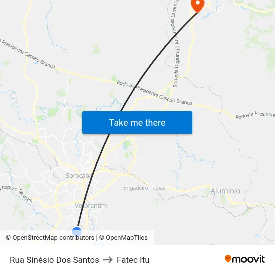 Rua Sinésio Dos Santos to Fatec Itu map