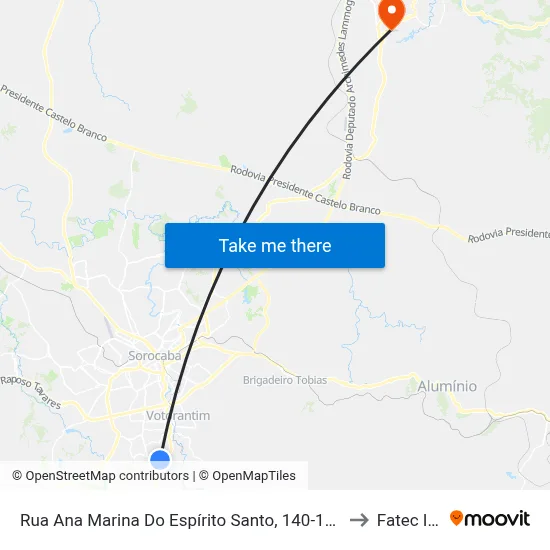 Rua Ana Marina Do Espírito Santo, 140-184 to Fatec Itu map