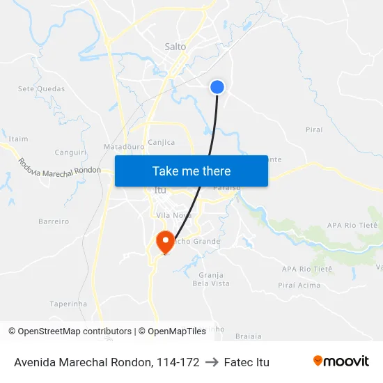 Avenida Marechal Rondon, 114-172 to Fatec Itu map