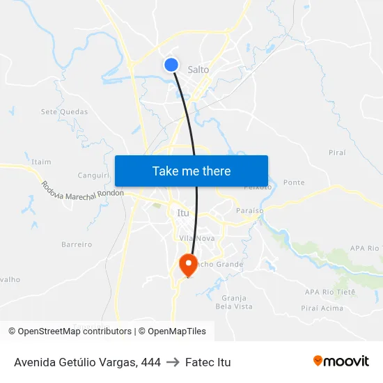 Avenida Getúlio Vargas, 444 to Fatec Itu map