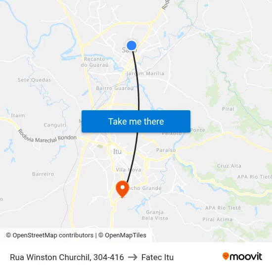 Rua Winston Churchil, 304-416 to Fatec Itu map
