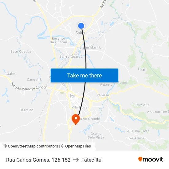 Rua Carlos Gomes, 126-152 to Fatec Itu map
