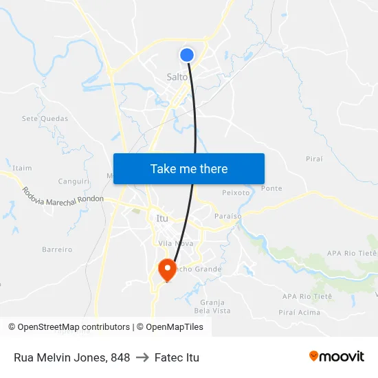 Rua Melvin Jones, 848 to Fatec Itu map
