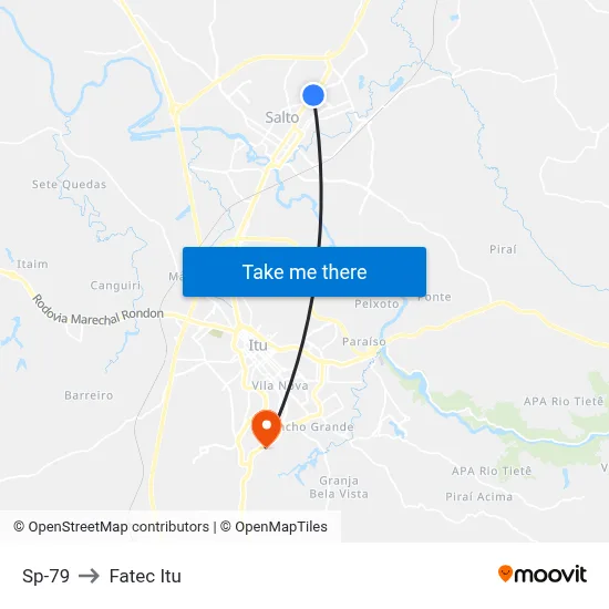 Sp-79 to Fatec Itu map