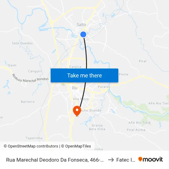 Rua Marechal Deodoro Da Fonseca, 466-556 to Fatec Itu map