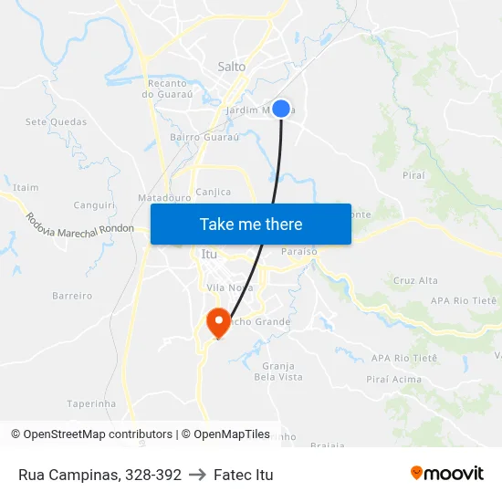 Rua Campinas, 328-392 to Fatec Itu map
