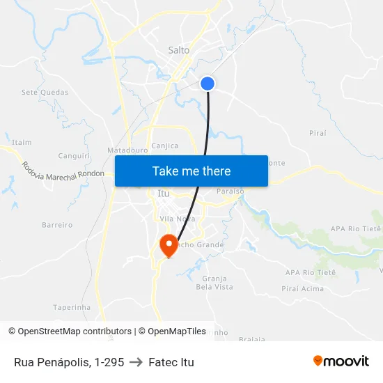 Rua Penápolis, 1-295 to Fatec Itu map