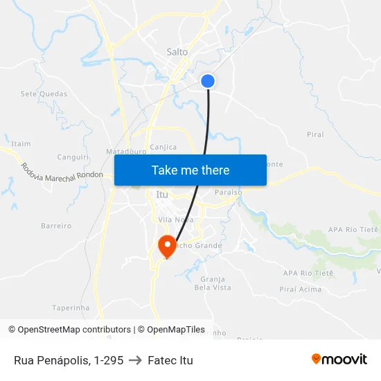Rua Penápolis, 1-295 to Fatec Itu map