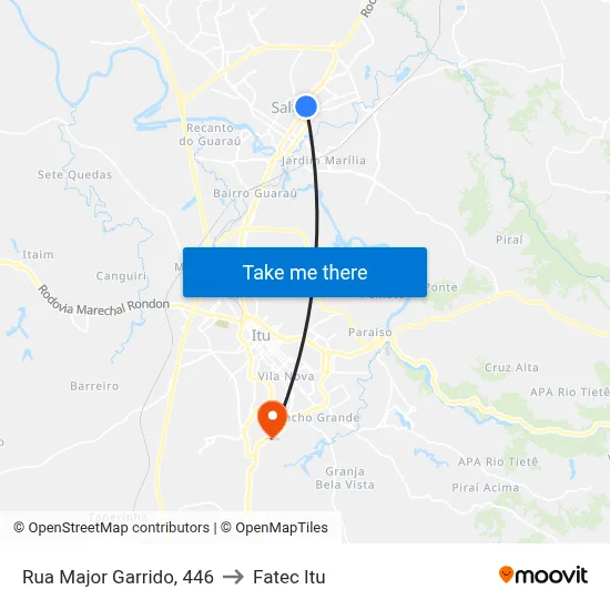 Rua Major Garrido, 446 to Fatec Itu map