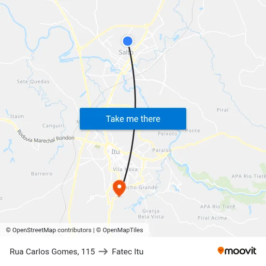 Rua Carlos Gomes, 115 to Fatec Itu map