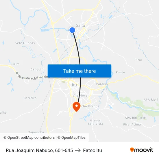 Rua Joaquim Nabuco, 601-645 to Fatec Itu map