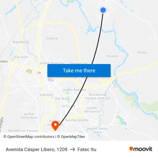 Avenida Cásper Líbero, 1209 to Fatec Itu map