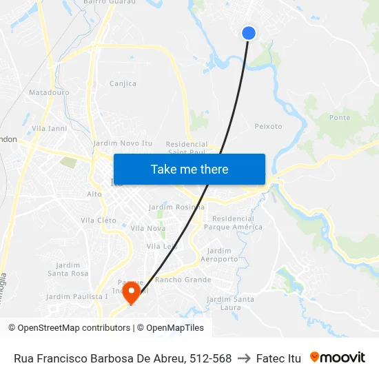 Rua Francisco Barbosa De Abreu, 512-568 to Fatec Itu map