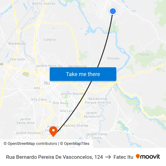 Rua Bernardo Pereira De Vasconcelos, 124 to Fatec Itu map