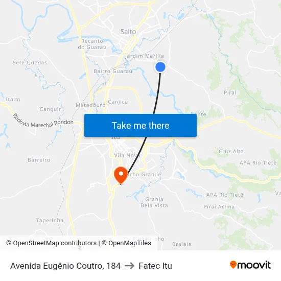 Avenida Eugênio Coutro, 184 to Fatec Itu map