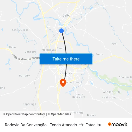 Rodovia Da Convenção - Tenda Atacado to Fatec Itu map
