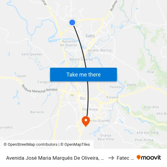 Avenida José Maria Marquês De Oliveira, 361-405 to Fatec Itu map