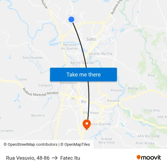 Rua Vesuvio, 48-86 to Fatec Itu map