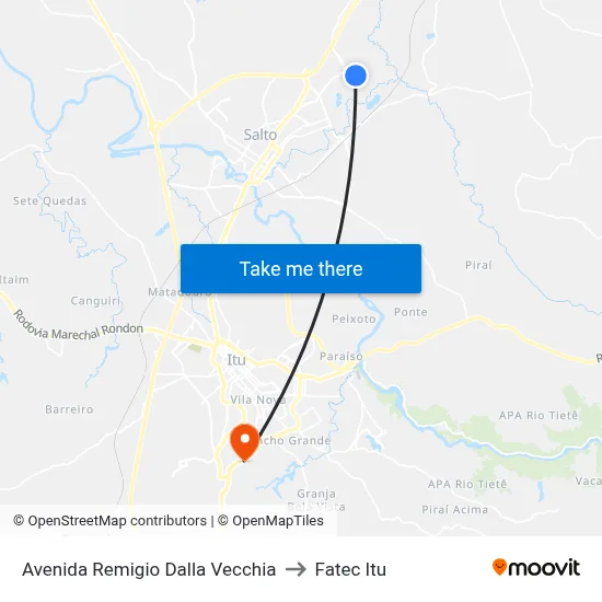 Avenida Remigio Dalla Vecchia to Fatec Itu map