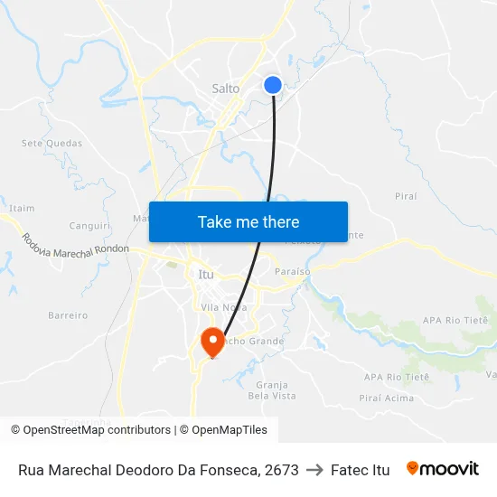 Rua Marechal Deodoro Da Fonseca, 2673 to Fatec Itu map