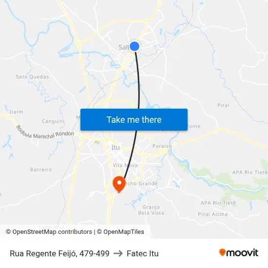 Rua Regente Feijó, 479-499 to Fatec Itu map