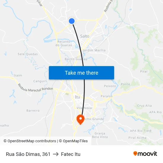 Rua São Dimas, 361 to Fatec Itu map