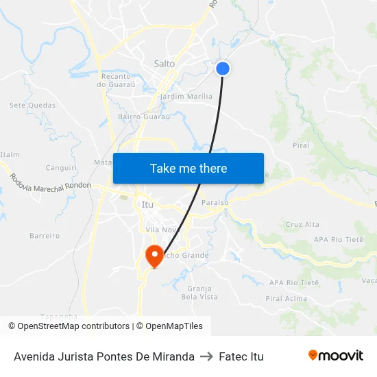 Avenida Jurista Pontes De Miranda to Fatec Itu map