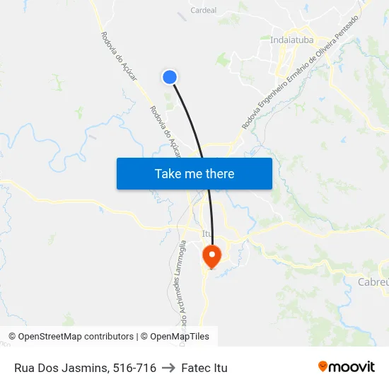 Rua Dos Jasmins, 516-716 to Fatec Itu map